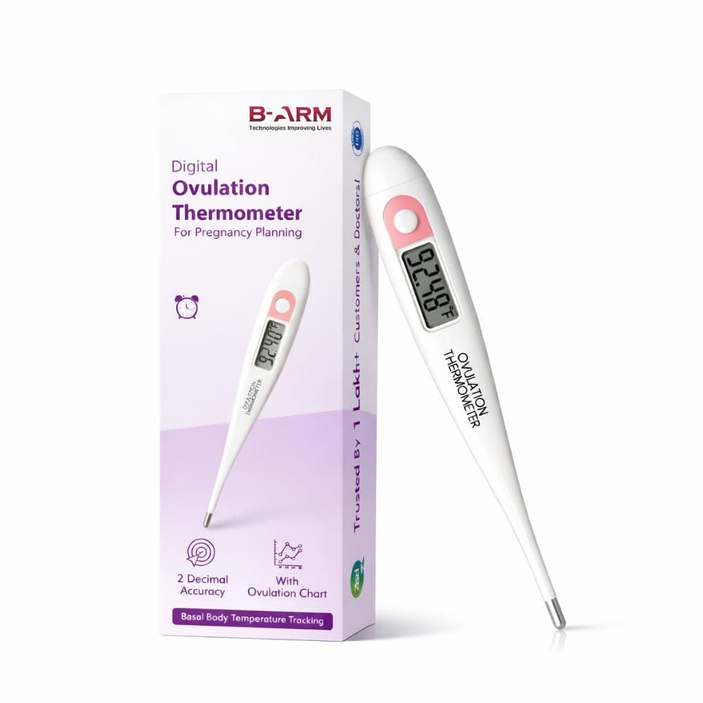B-Arm Basal Body Digital Ovulation Thermometer with 2 decimal places - Pregnancy Planning and Temperature Tracking | Get your Basal Body Temperature for Ovulation Tracking | ABS Plastic