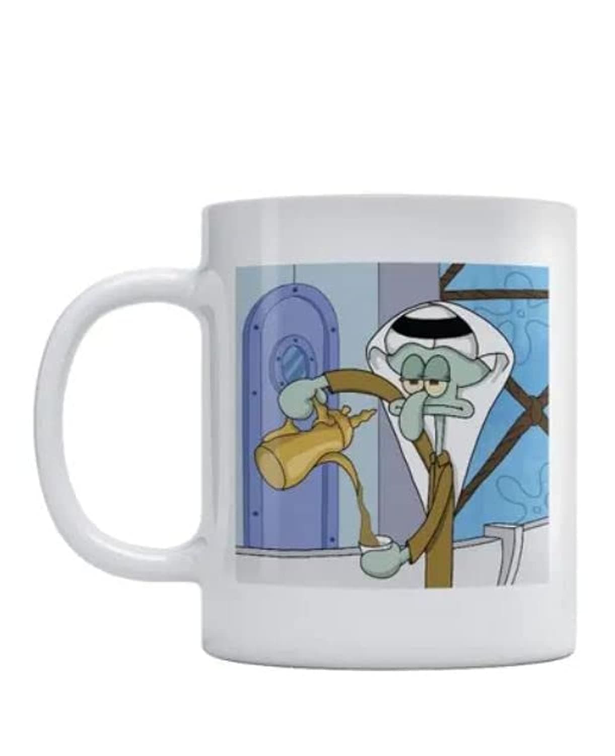 RYN Squidward Tentacles Printed Mug White/Blue/Brown 350ml
