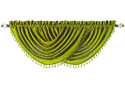Moshells Home Decorative Valance Emerald Crepe Waterfall Valance Lime