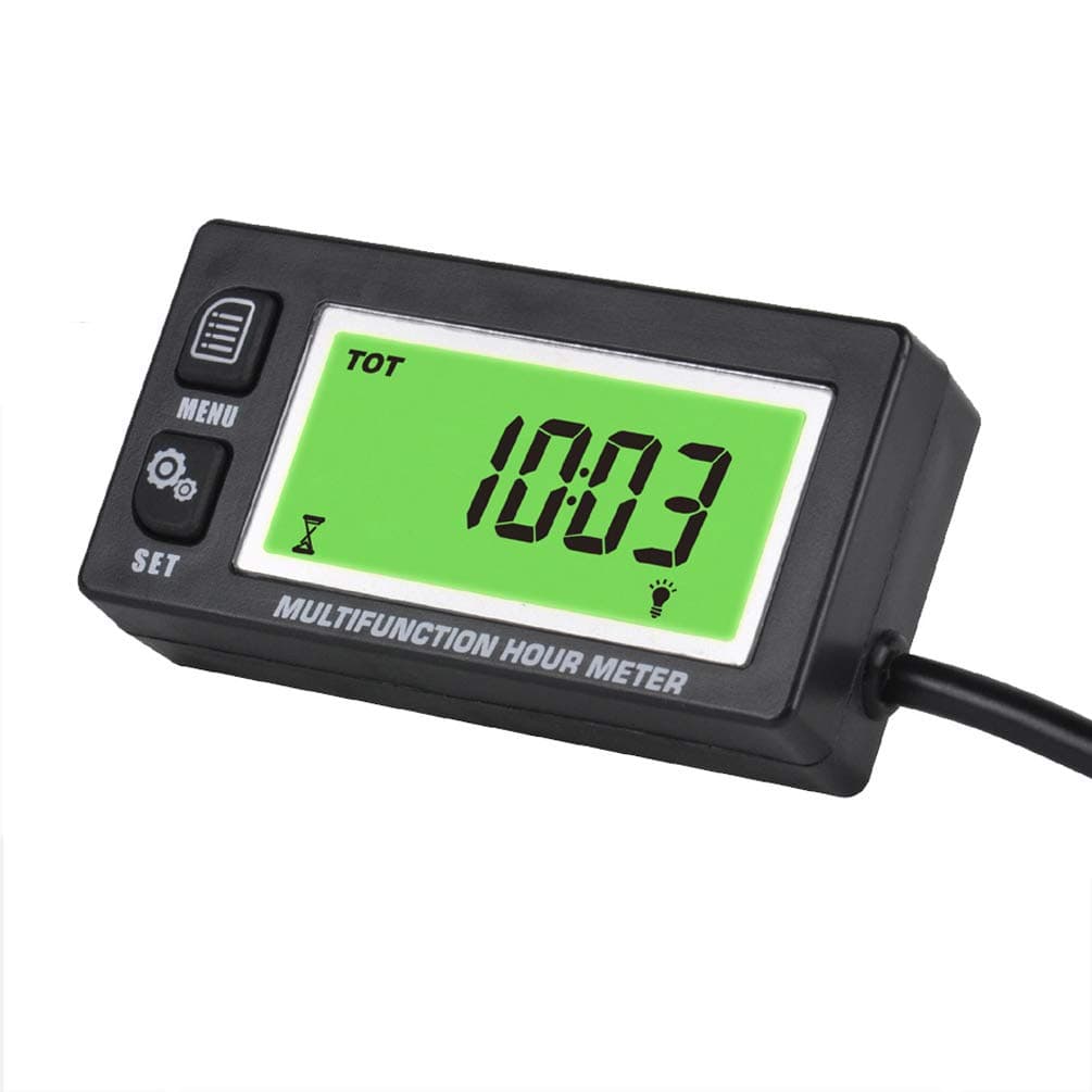 Tiny Tach Tachometer Voltmeter Hour Meter with Clock 2 & 4 Stroke for Small Engine Lawn Mower ATV Motorcycle
