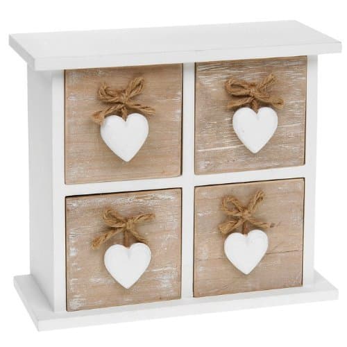 Shabby Chic Provence Heart Square Four Drawer Mini Chest