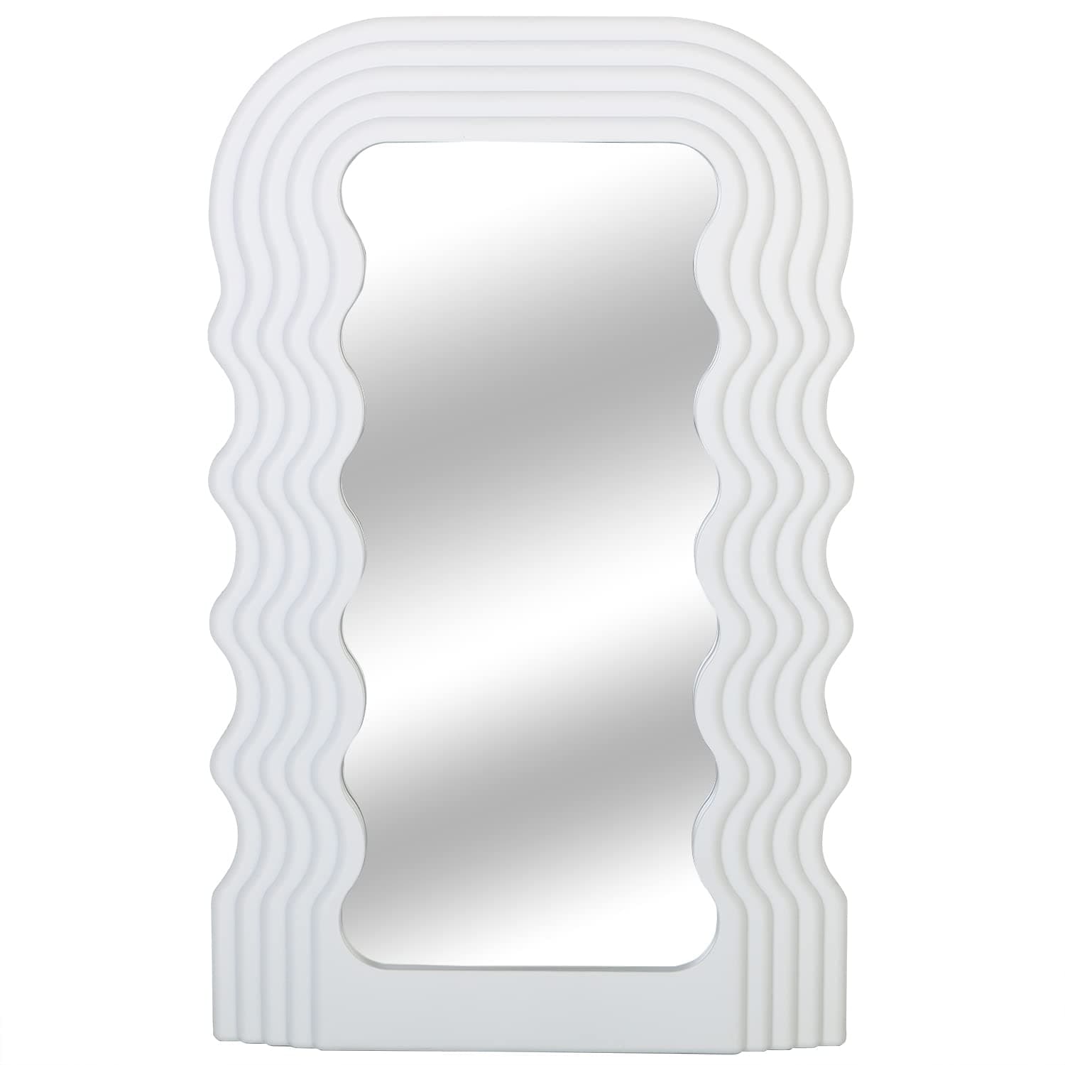 Simmer Stone Wave Pattern Irregular Makeup Mirror Tabletop Vanity Mirror Cosmetic Desktop Mirror Hanging Wall Mirrors Desk Countertop Dressing for Home Bedroom Decorative White