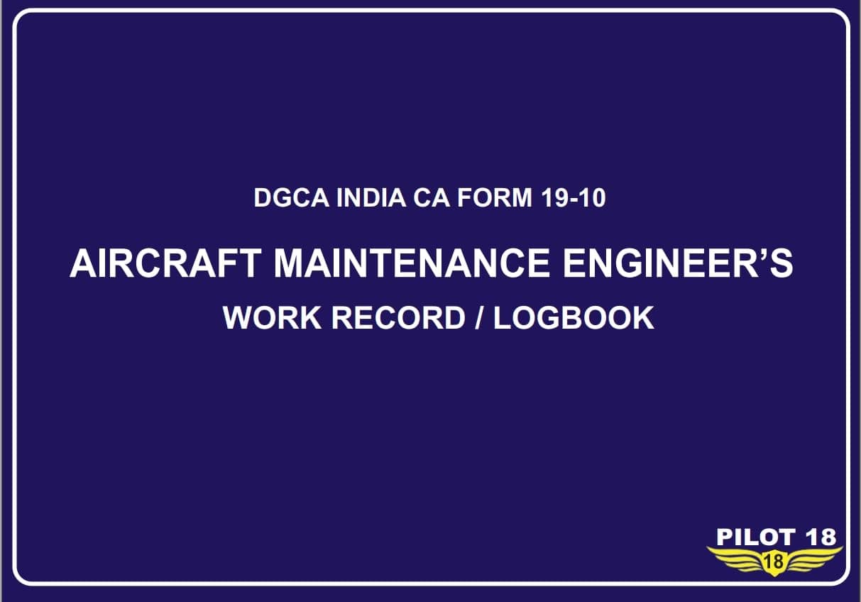 AME Logbook 2024 DGCA Format CAR 66 with Location, Category, Task Performed, Place, UTC time