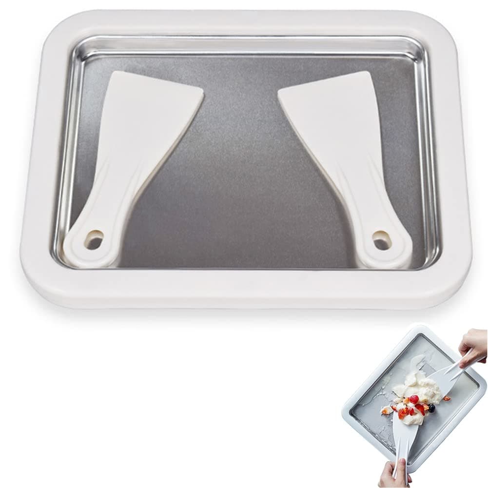 XINGHE ice cream maker with two spatulas Ice cream roller pan Suitable for parent-child interaction DIY ice cream Frozen yoghurt maker Sorbet Ice cream maker Reverse fryer rolled ice cream