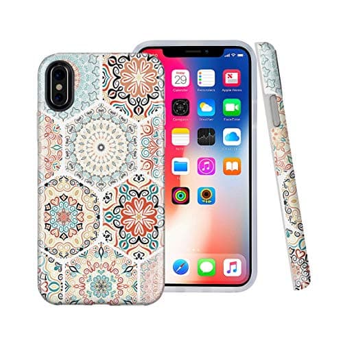 CASESOCIETY Compatible iPhone X Case iPhone Xs Mandala Tile Design Bumper Glossy TPU Soft Rubber Silicone Cover Phone Case for Apple iPhone X & iPhone Xs