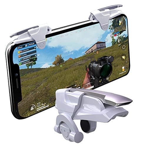 Mobile Game Controller, YOUNI Cell Phone Game Triggers - Sensitive Shoot and Aim Buttons Shooter Handgrip for PUBG - 1Pair(L1R1) (Silver) (White)