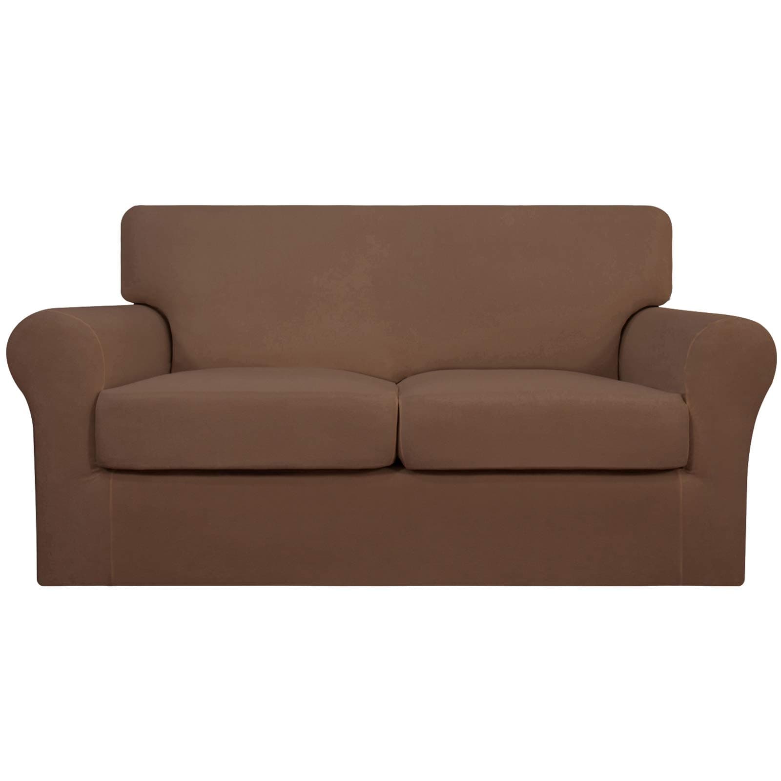 Easy-Going 3 Pieces Stretch Soft Couch Cover for Dogs - Washable Sofa Slipcover for 2 Separate Cushion Couch - Elastic Furniture Protector for Pets, Kids (Loveseat, Brown, Medium)