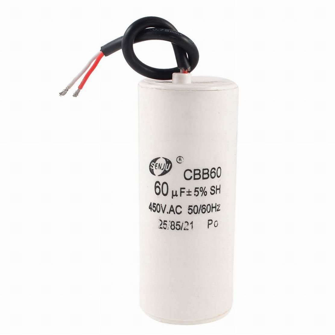 Motor Capacitor Cbb60 capacitance 60Uf 450Vac Frequency 50/60Hz White Capacitor (60Uf)