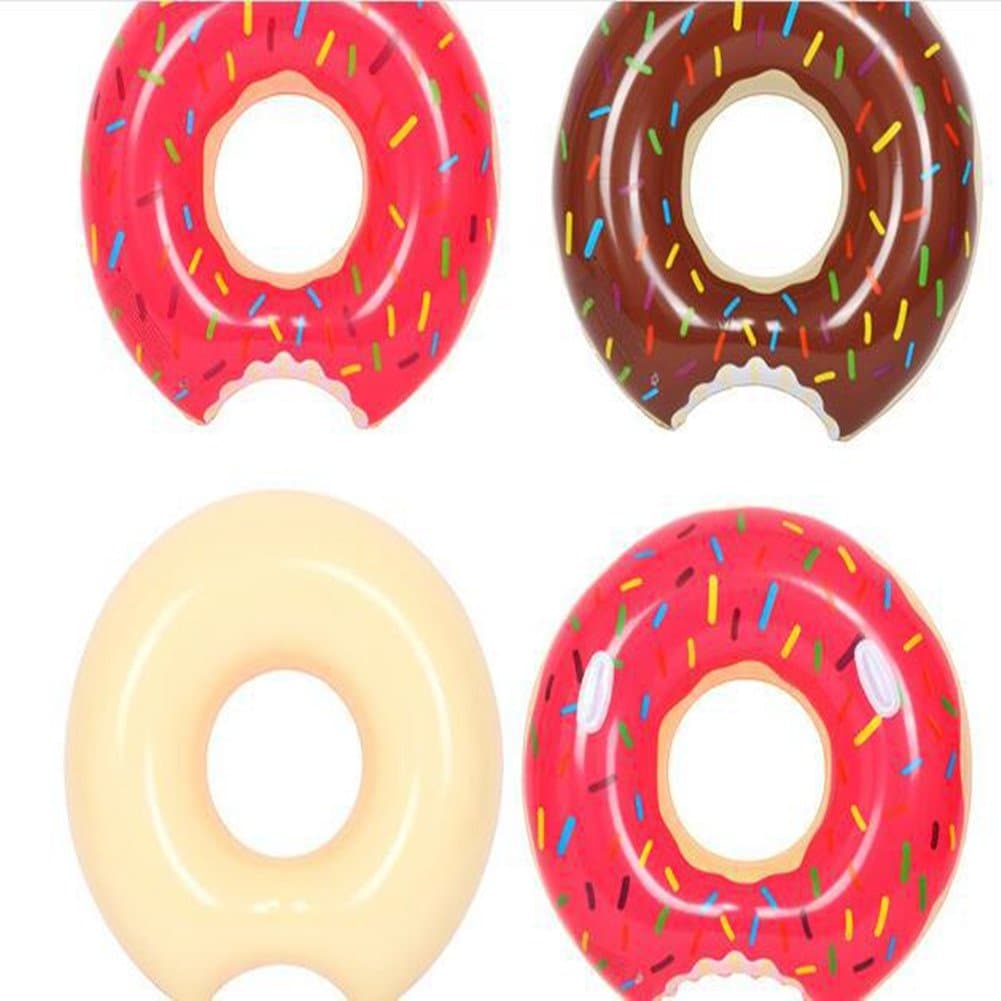 Mart 2 Packs Donut Pool Float Inflatable Swimming Ring 70CM for Children Kids 3-10 Years( Strawberry & Chocolate)