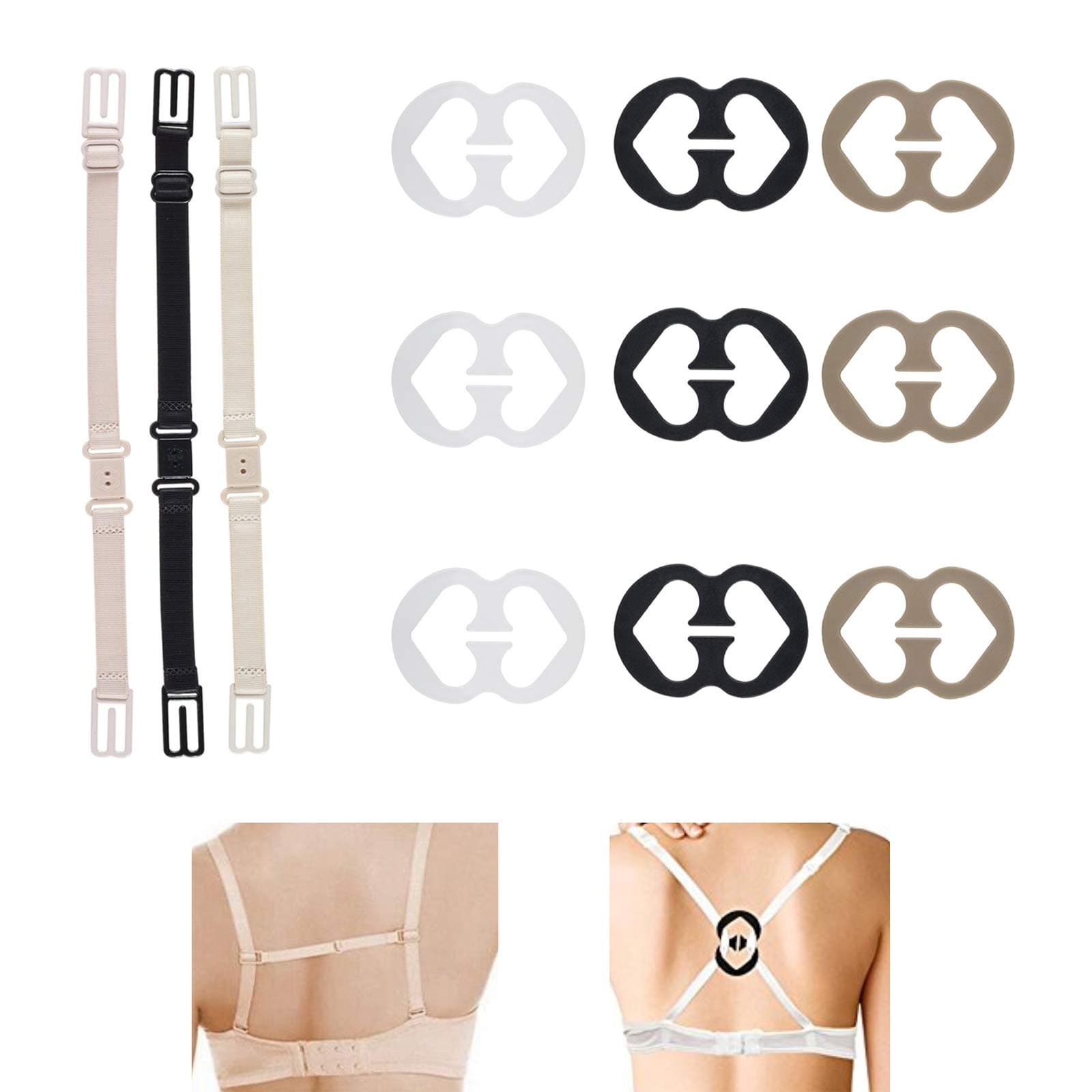 Joojus 3 Pieces Bra Strap Clips Elastic Adjustable Non-Slip Strap Holder, 9 Pieces Bra Clips,12 Pcs Bra Strap Clips Set