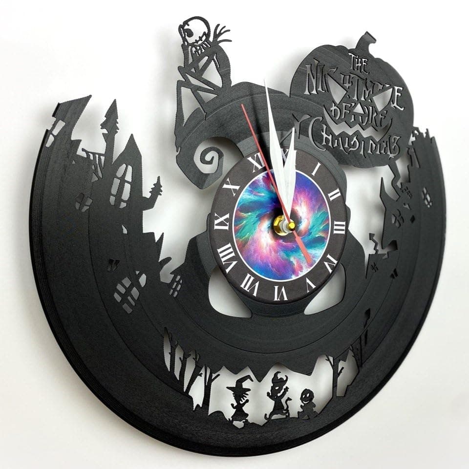 Halloween Clock - Vinyl Record Wall Decor - Decorative Wall Clock for Living Room Decor - Gift Ideas for Teens, Friends, Children