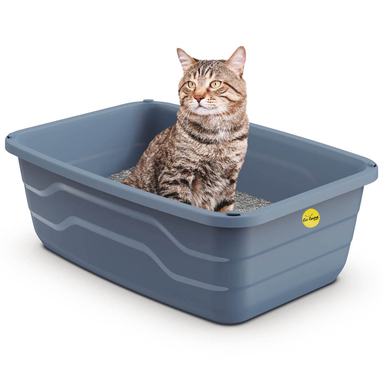 Extra Deep Large Cat Litter Tray Grey Box Pan Jumbo Toilet Loo Kitten High Sides