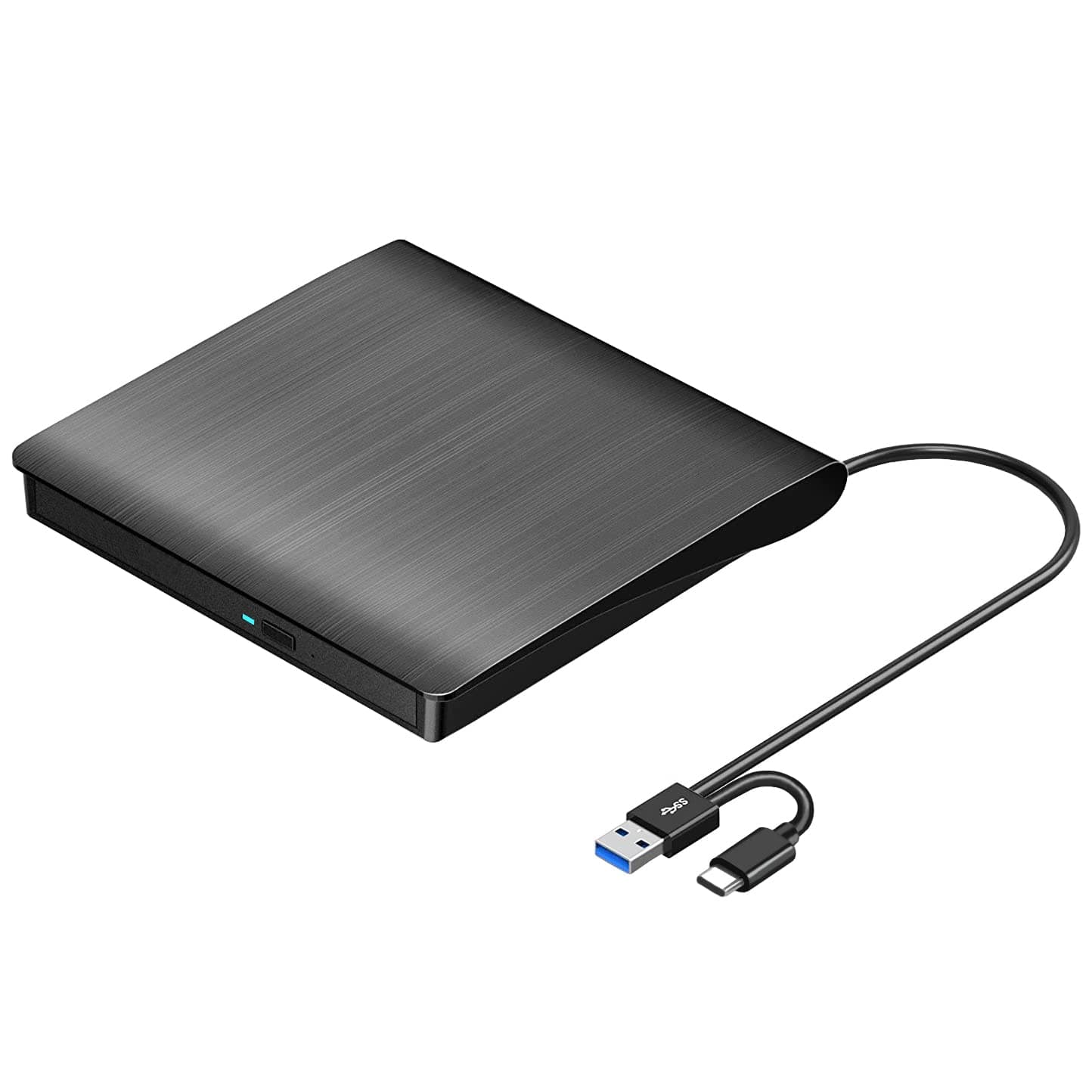 ROOFULL External CD/DVD Drive for Laptop, USB 3.0 & USB-C Portable CD/DVD-RW Player Reader Writer Burner, Optical Disc Drive for Windows 11/10 PC, Mac, MacBook & Linux Computer, Model ECD829-Y