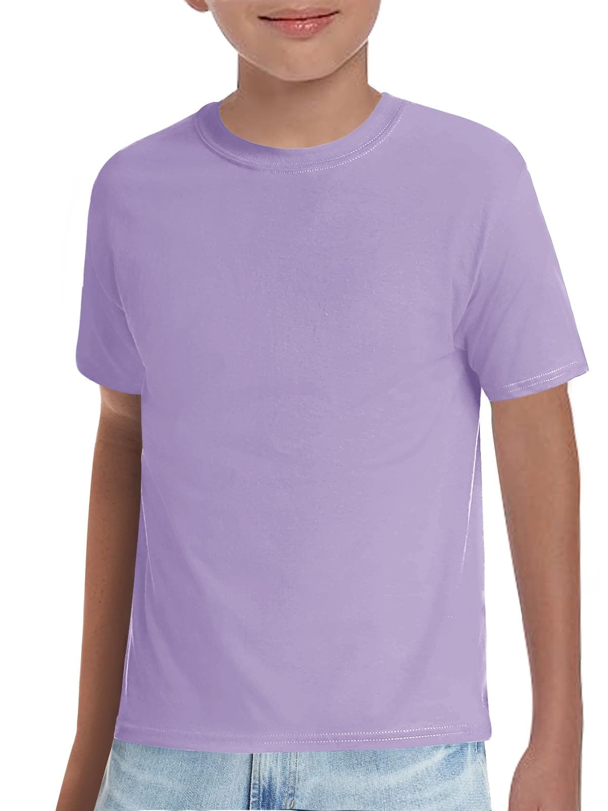 Haloumoning Boys T-Shirts Kids Short Sleeve Crewneck Solid Basic Tees Casual Tops 5-14 Years