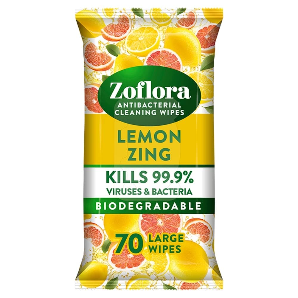 Zoflora Antibacterial 70 Wipes Lemon Zing