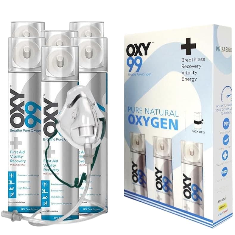 OXY99 Pure Oxygen Can – 12 Pack (72 L) with Mask, Tube & Elastic Strap, Oxygen Cylinder For Home, Oxygen Can for Travelling & High Altitude, Ideal for Home Use & Outdoor Activities - ING. BOSCHI ITALY