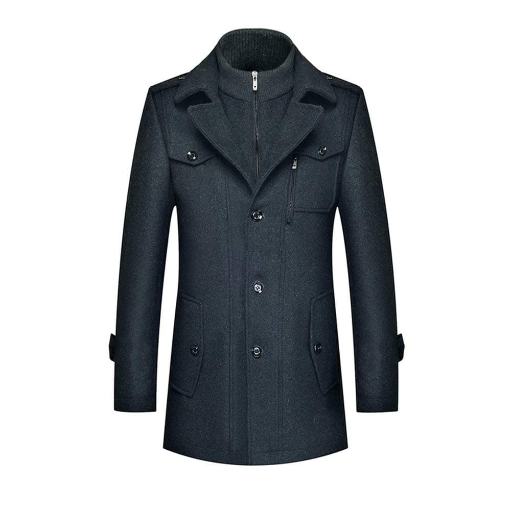 Flocean Men's Winter Coats Wool Blend Jacket Stand Collar Windproof Pea Coat