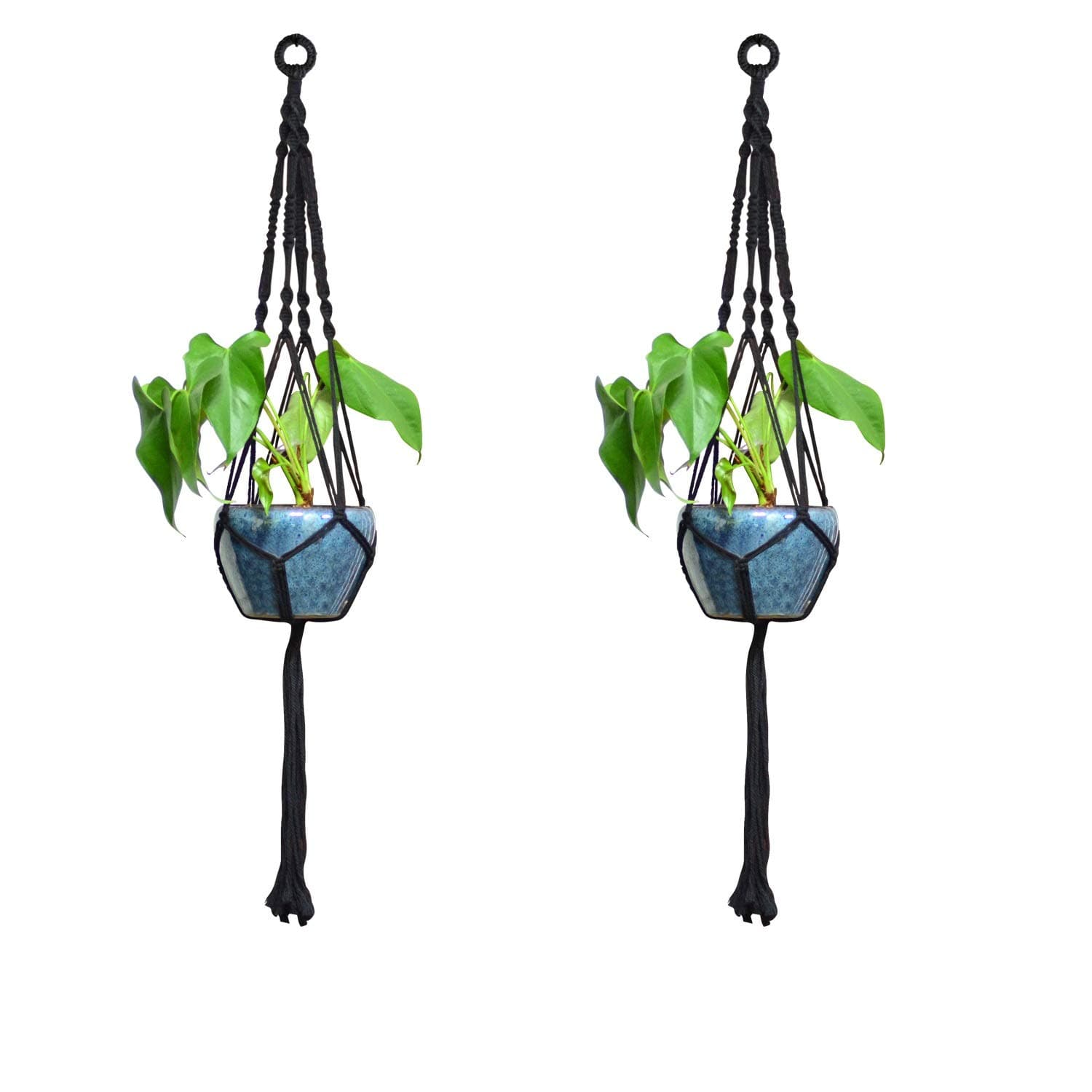 Anivia 1&2&4 Pack Plant Hanger Macrame Plant Hangers Plant Hanger Black Indoor Outdoor Plant Hangers Home Decor (2 pack)