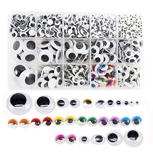 1 Box/lot (Approx.1120 pcs) 4-25mm Plastic self-Adhesive Googly Wiggle Eyes (4-25mm)