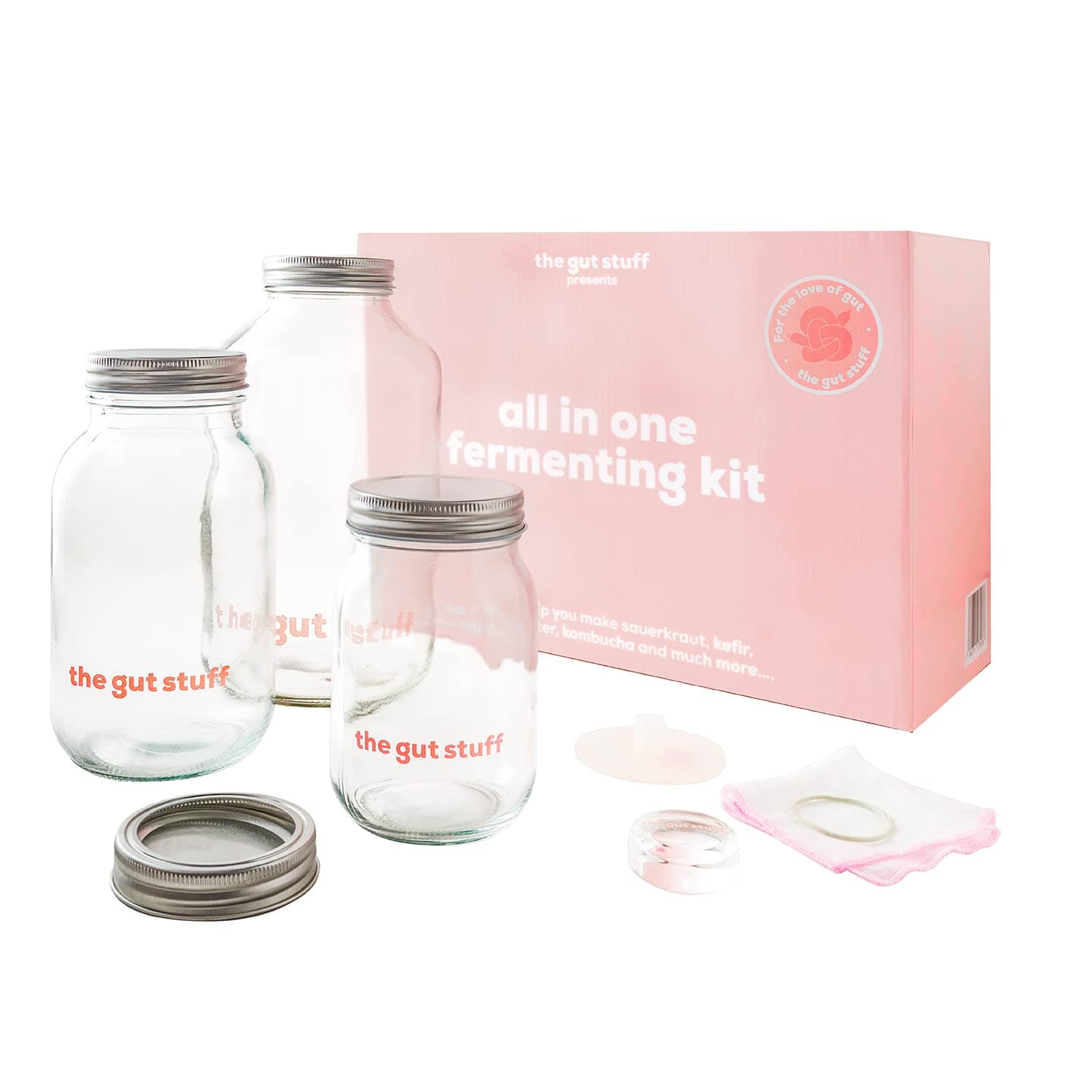 Kombucha Starter Kit – Fermentation Kit for Kombucha, Kefir, Kimchi, Drinks – Includes How-to-Guides and Recipes – Does not Include Scobie, Grains or Cultures