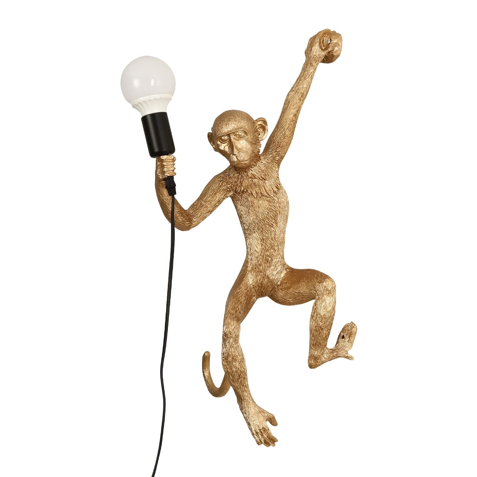 Monkey Table Lamp - Vintage Resin Monkey Shape Wall Light - Monkey Holding Bulb Design for Living Room Bedside Bedroom,Hand Switch (Wall lamp)