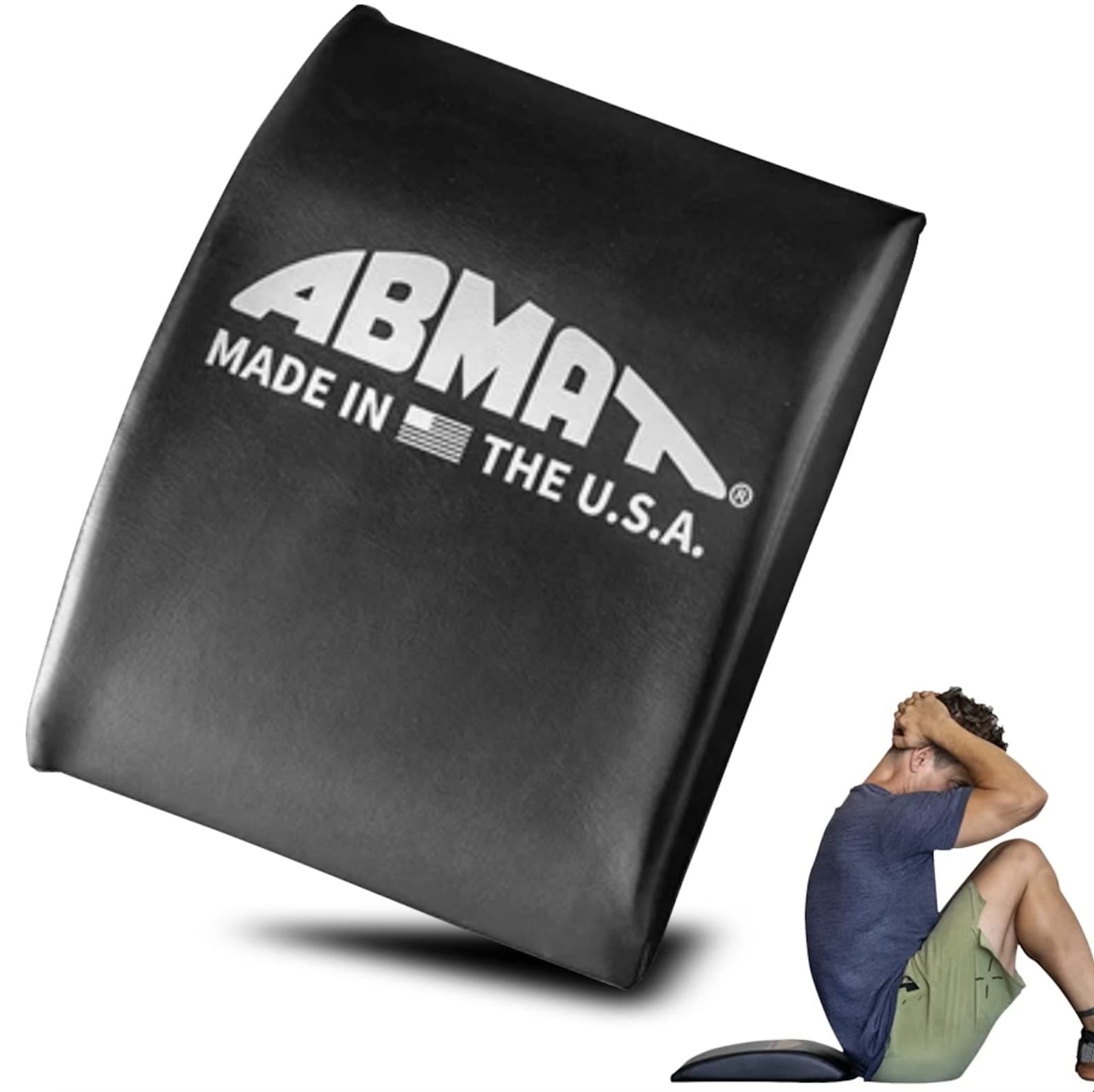 ABMAT The ORIGINAL Abdominal and Core Trainer Mat for Full Range of Motion Situps Crunches and Ab Workouts Black Vinyl