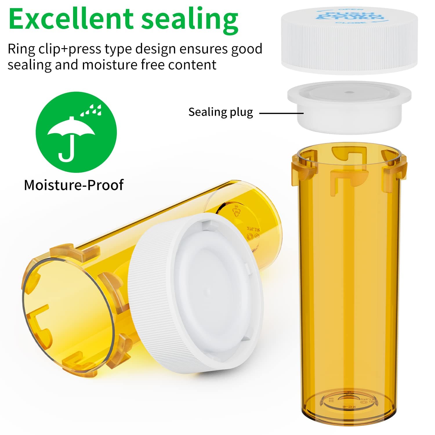 Empty Plastic Medicated Pill Bottles with Kids Resistant Cap, 6 Small Small Prescription Medicine Containers Travel Pill Vials Clear Pill Case Organizer (Pack of 20)