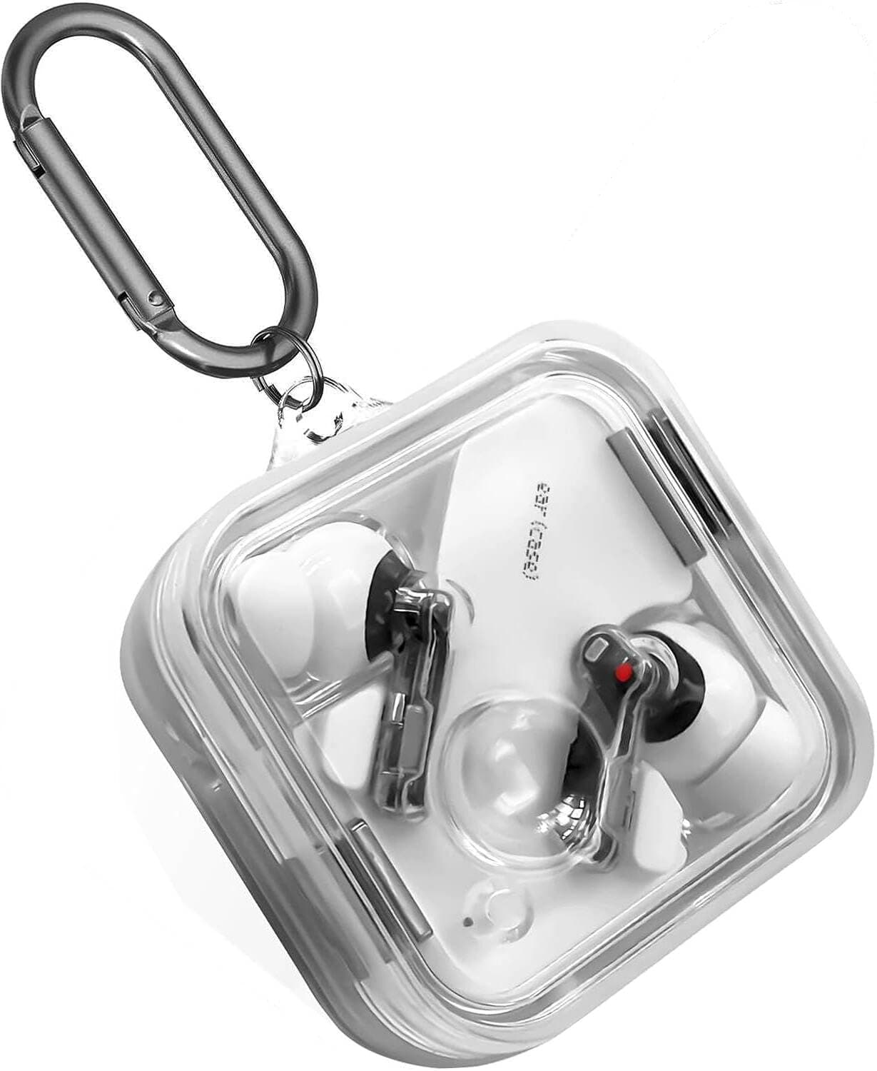 Geiomoo Silicone Case for Nothing Ear 2, Nothing Ear, Protective Cover with Carabiner (Clear)