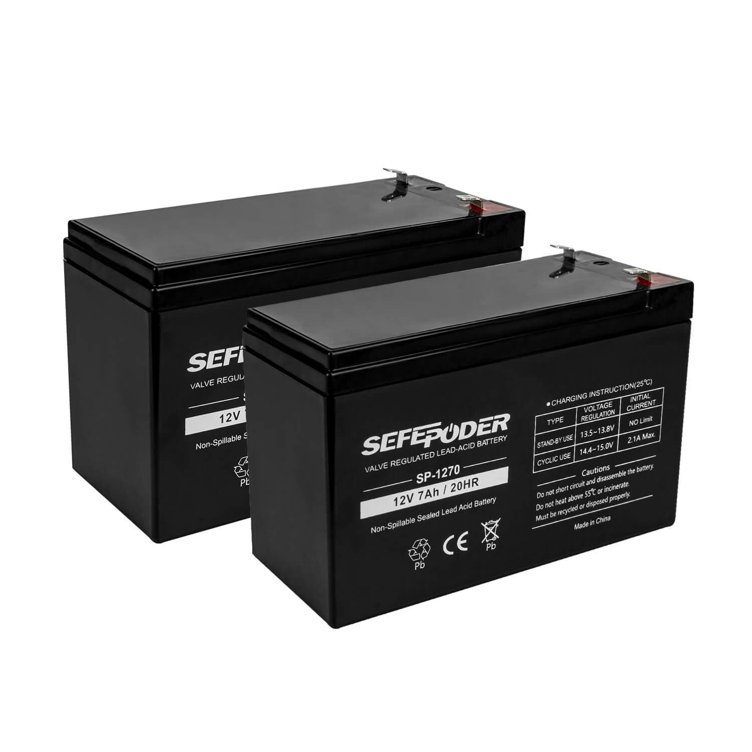 12 Volt 7ah Rechargeable Sealed Lead Acid Battery 2 Pack (F1 Terminals)