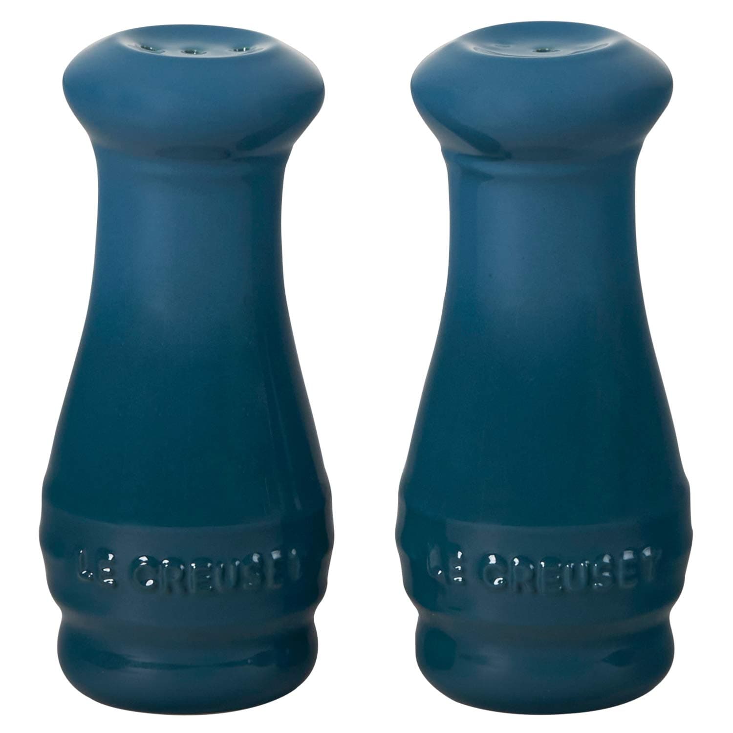 Le Creuset Stoneware Salt & Pepper Shakers Set of 2, 4 oz. each, Deep Teal