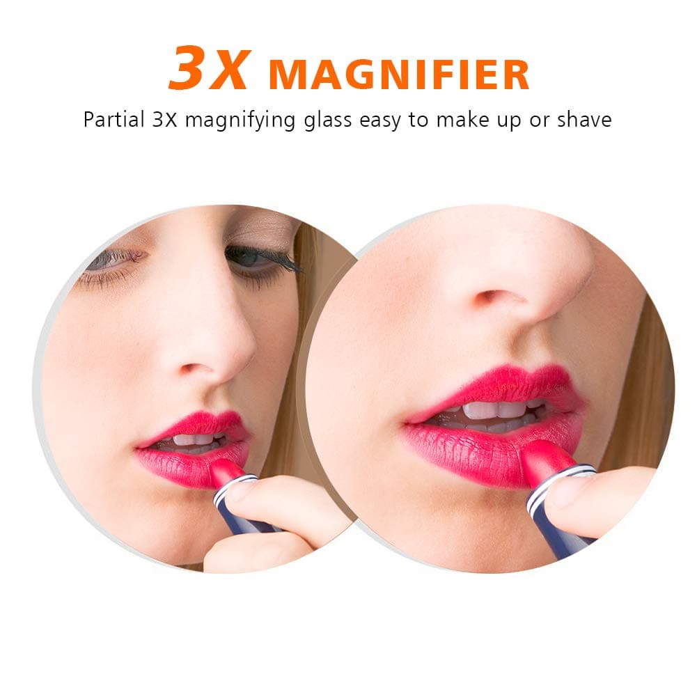 ELEGANT LED Bathroom Mirror with Shaver Socket, 700 x 500mm Illuminated Smart Vanity Mirror with Demister and 3-Color Temperature Dimmable 3X Magnifying Touch Sensor