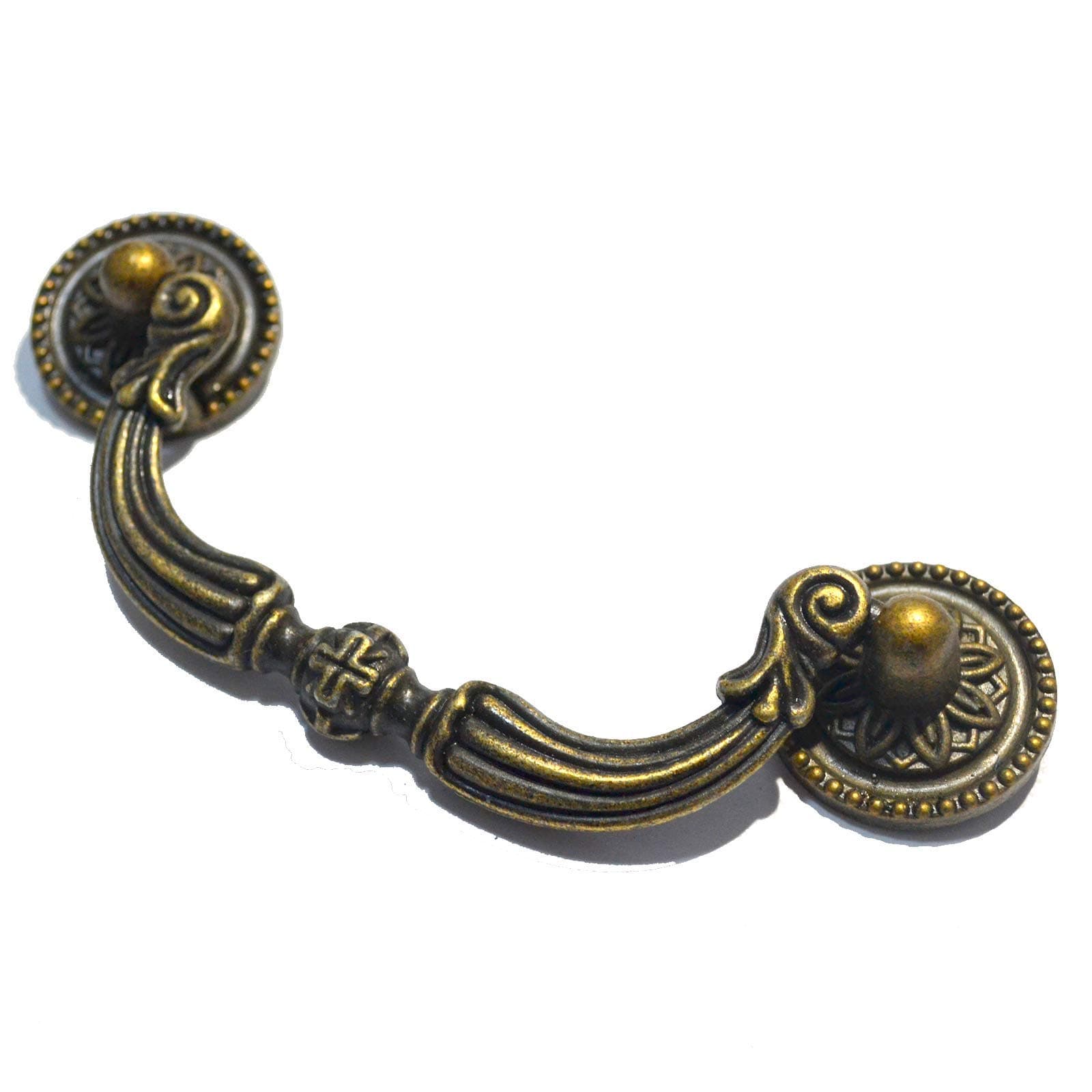 SMY 4 PCS Vintage Pulls Bronze Drawer Handles Antique Knobs Decorative Floral Ring Hardware for Furniture Cabinet Cupboard Dresser (Length:4-3/4", Height:1-3/4", Mounting Hole Space:3-1/2")