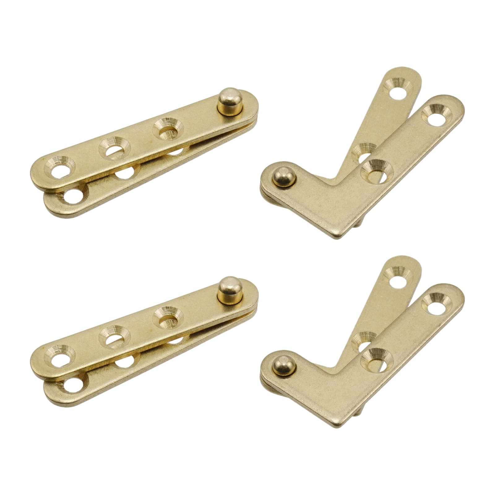 Pivot Hinge Door Pivot Hinges Cabinet Rotating Hinge Door Fitting Brass Pivot Drawer Hinges (Including 2pcs L-Shaped and 2pcs Straight Hinges)