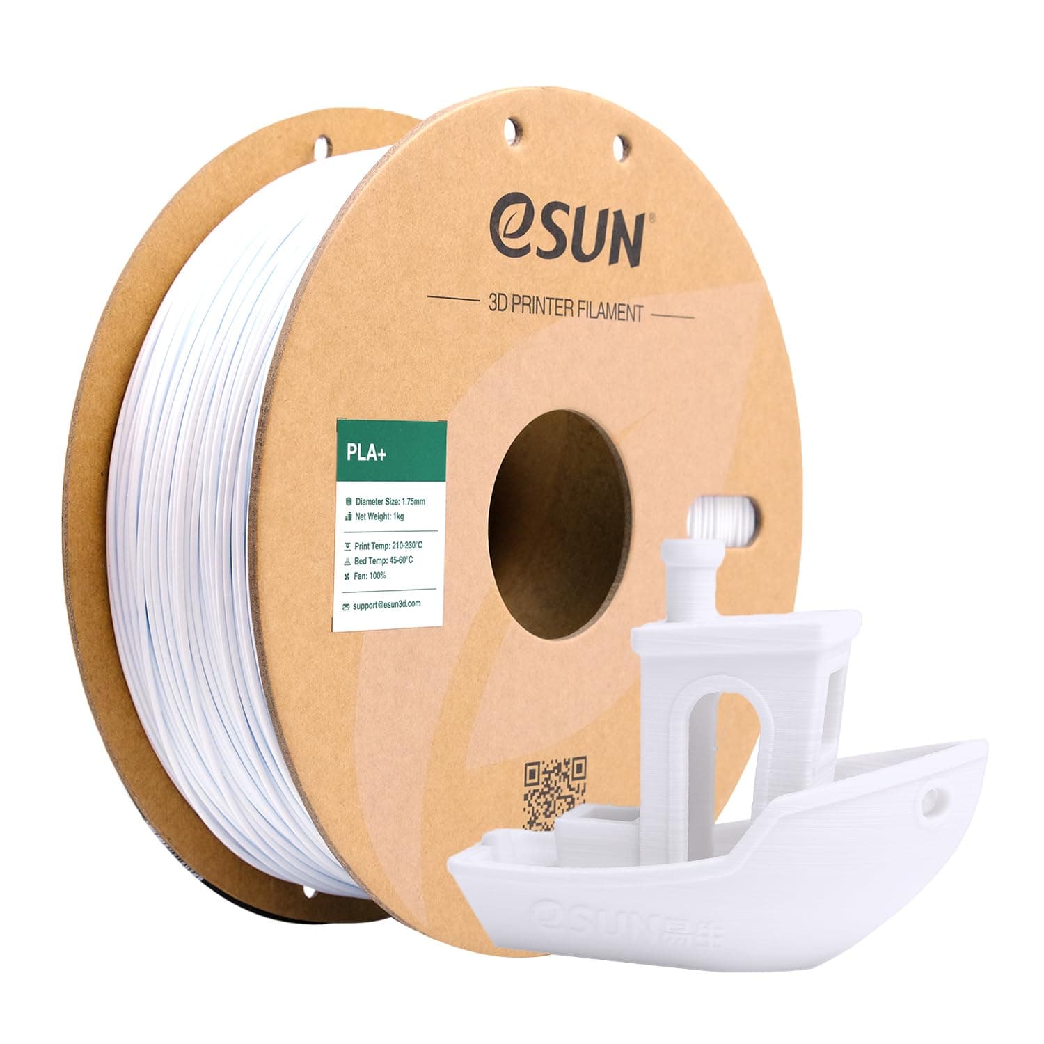 eSUN PLA+ Filament 1.75mm, PLA Plus 3D Printer Filament, Dimensional Accuracy +/- 0.03mm, 1kg Spool (1kg) 3D Printing Filament for 3D Printers, Cool White
