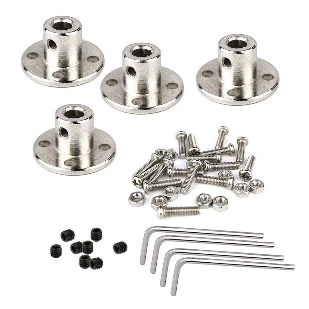 4Pcs 5mm Rigid Flange Shaft Coupling, Guide Shaft Support Coupler High Hardness Metal Axis Bearing Fittings Motor Connector