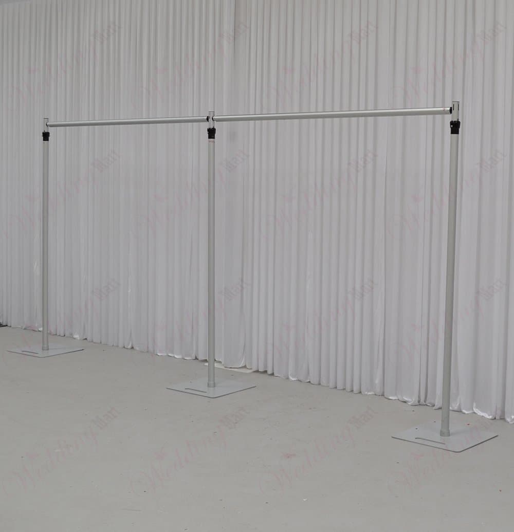 WeddingMart Premium Aluminium Fully-Adjustable Telescopic Wedding Backdrop Stands – Max Size Extended 20ft x 10ft (6M x 3M) – Easy Click-Together System - Fully Portable & Multiple Use