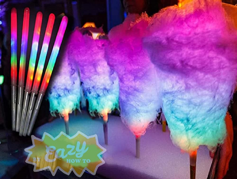 8 Light Modes LED Cotton Candy Cones 75 Units LED Sticks for Parties Glow Sticks