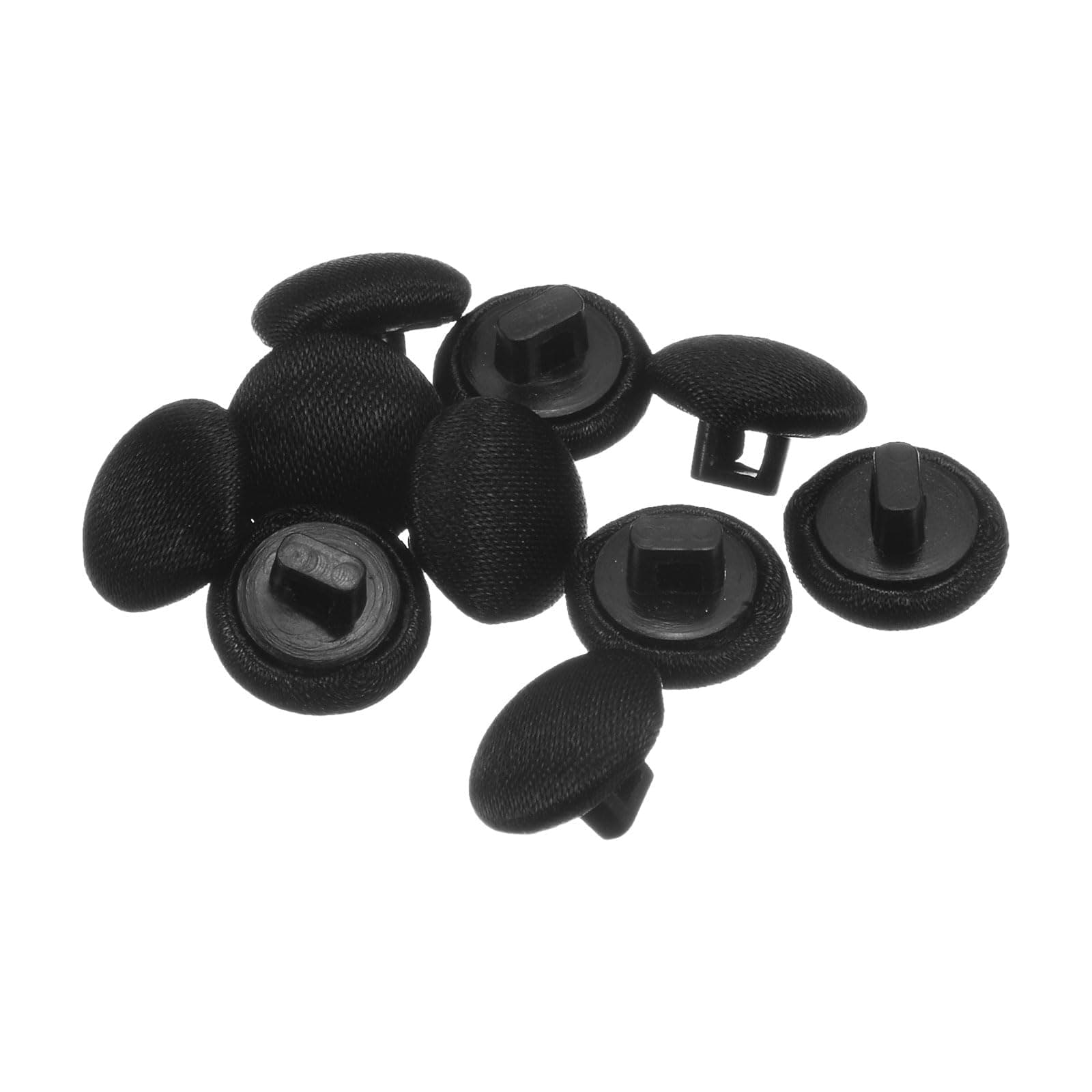 sourcing map 10pcs 16L Fabric Cloth Covered Button 10mm Round Plastic Sewing Buttons for Suits Dress Blouses, Black