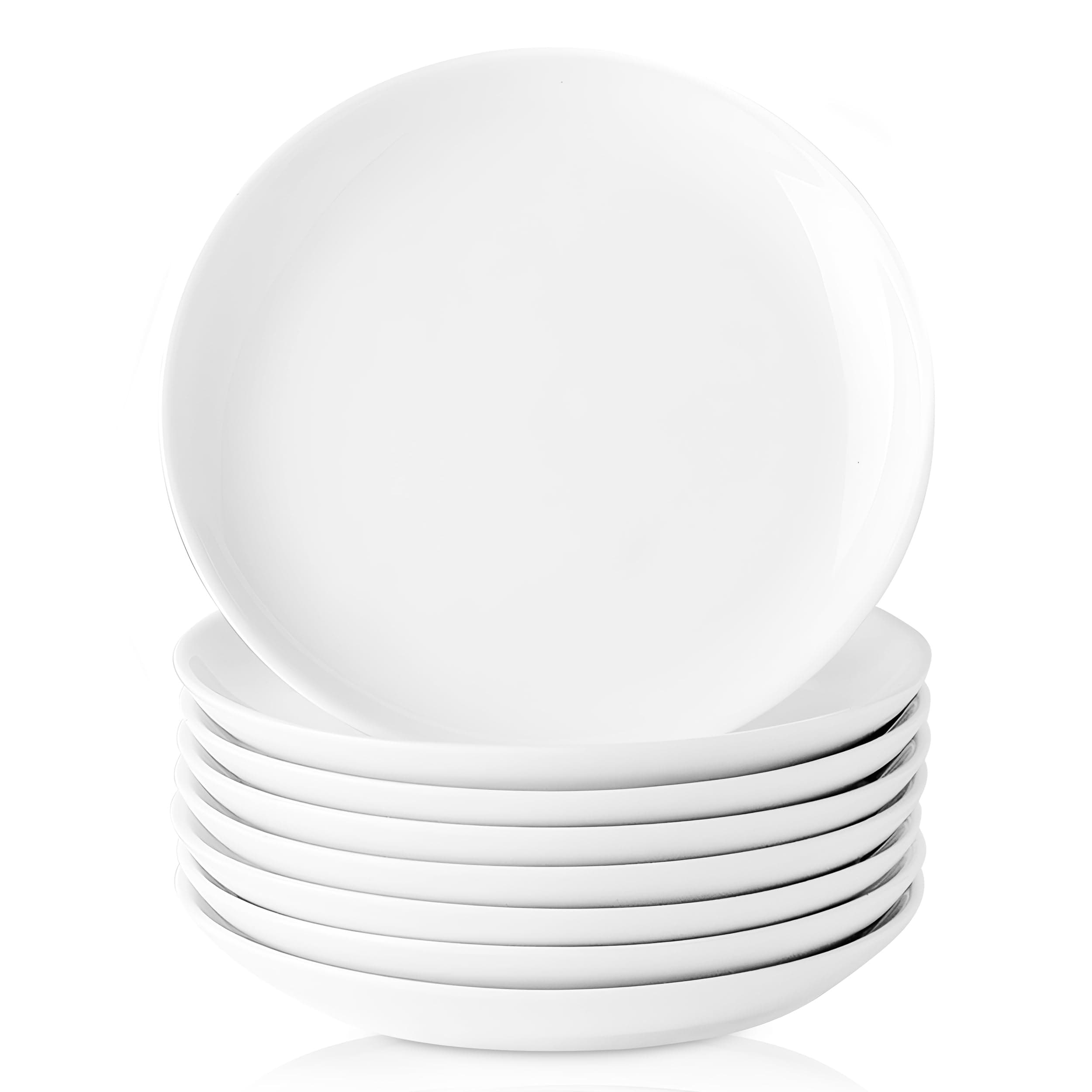 8 Piece Ceramic Appetizer Plates, 5.6 Inch Small Dessert Plates Set, White Round Plates for Bread, Butter, Snack, Lightweight Dinnerware Saucer Sets - Ivory, Oven, Microwave & Dishwasher Safe