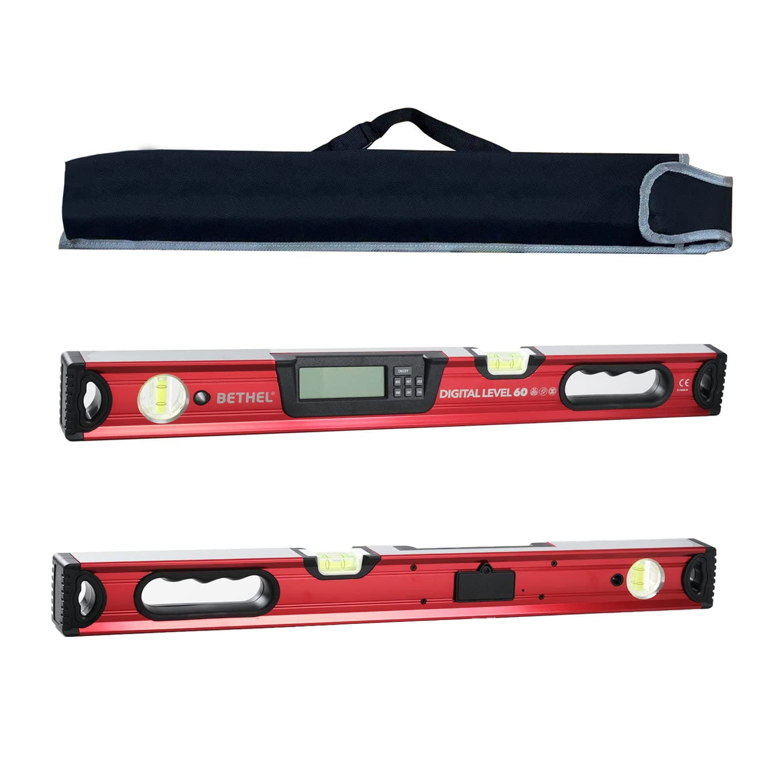 24 inch Digital Magnetic Level, Digital Smart Torpedo Level Tool ElectronicLevel Tool and Protractor - Master Precision - IP54 Dustproof and Waterproof with Carrying Bag