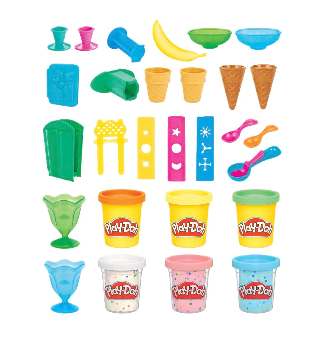 Play-Doh Kitchen Creations Ice Cream Party Set, 22 Tools & 6 Colors, 2-Ounce Cans, Preschool Toys, Christmas Gifts for Girls & Boys, Ages +3 (Amazon Exclusive)