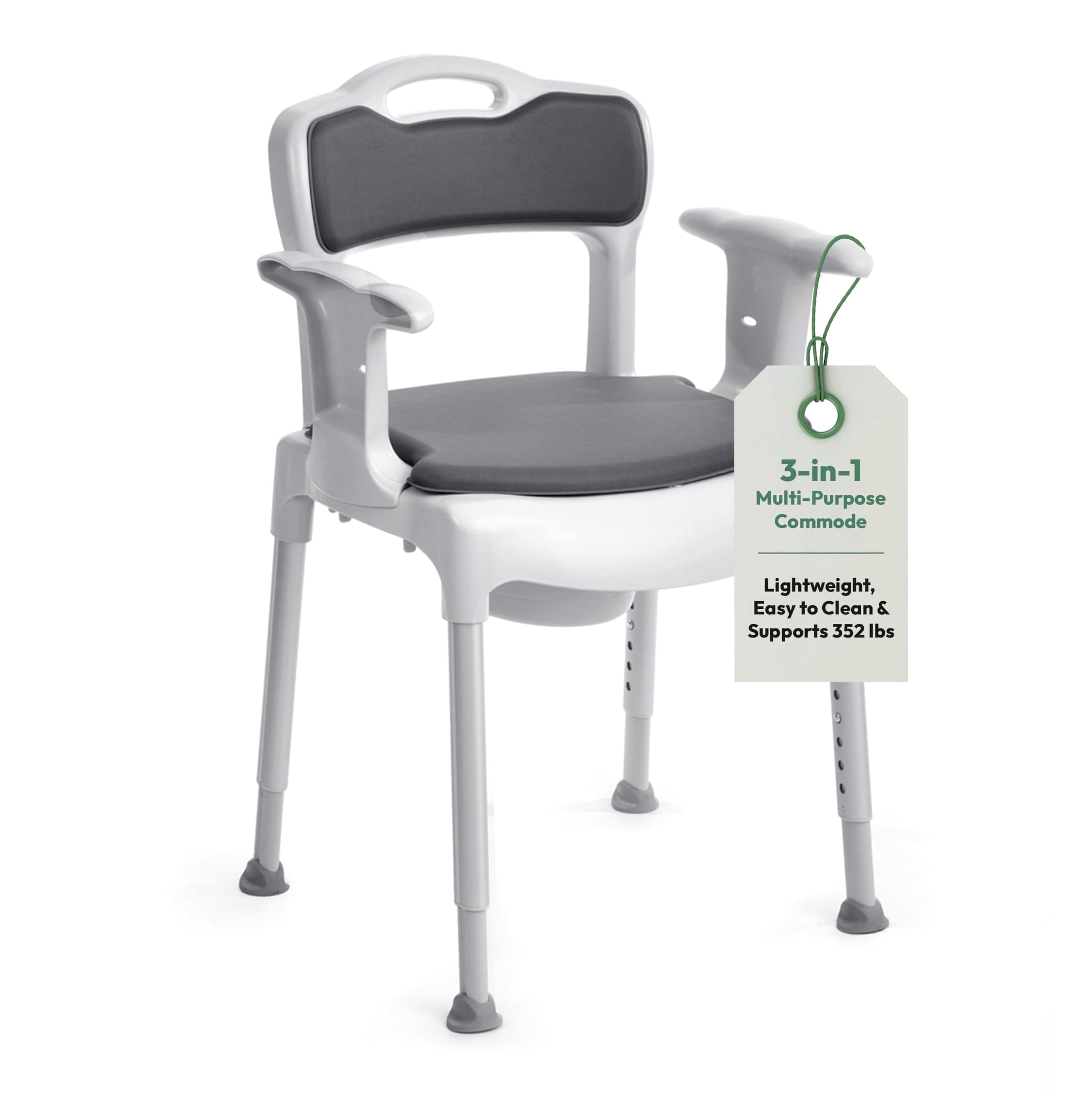 Swift Commode, Commode Toilet Chair, Bedroom Commode, Adjustable Leg Height, Lightweight and Easily Moved, 46 x 41 cm Seat, Max Weight 130 kg