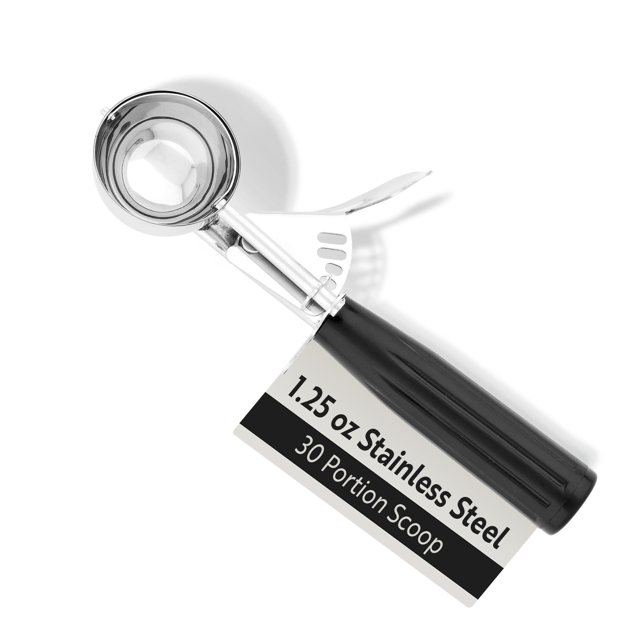 Restaurantware 1.25 Ounce Portion Scoop, 1 Trigger Release Stainless Steel Cookie Scoop - With Black Handle, Stainless Steel Disher, For Portion Control, Cookie Dough, Cupcake Batter, Or Ice Cream