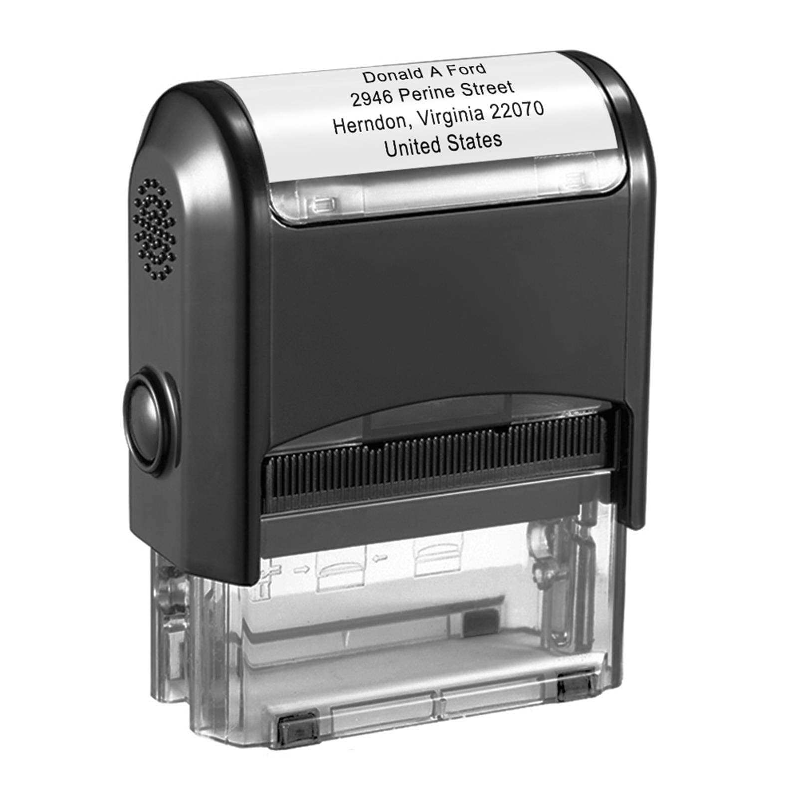 Custom Stamp Self Inking,Personalised Stamp,47 x 18 mm,4 Lines of Text Rubber Stamps for Teachers,Kids,Nurses,Doctors,Business,Card Making with 4 Optional Ink Colors-Black,Red,Blue,Green