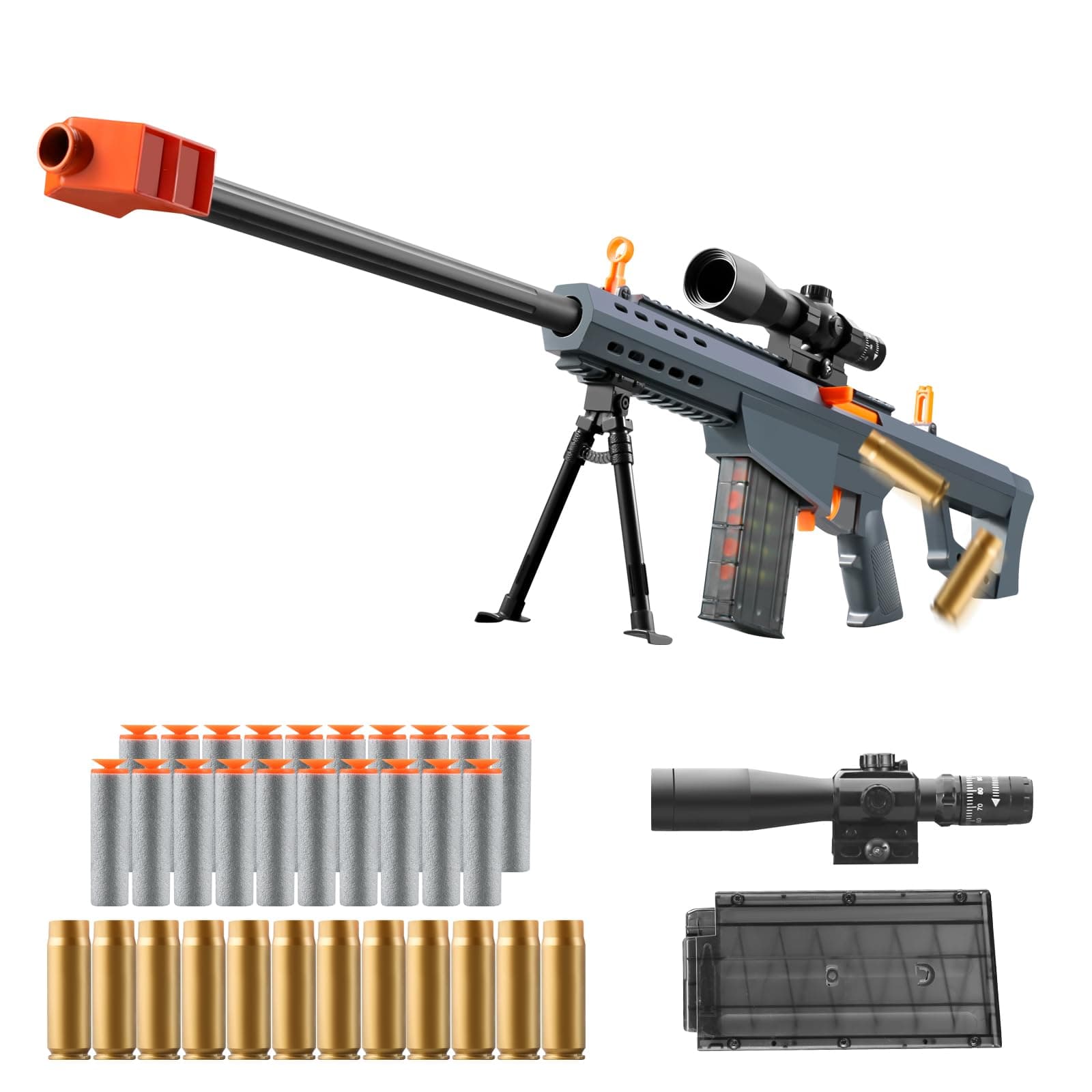 Soft Bullet Toy Gun Dart Foam Pellet Blasters Shell ejecting Shotgun Cool Stuff Gifts for boy Age 8+ 9 10 11 12 Year Old Kid Shooting Game with Scope Sniper Rifle (Grey)