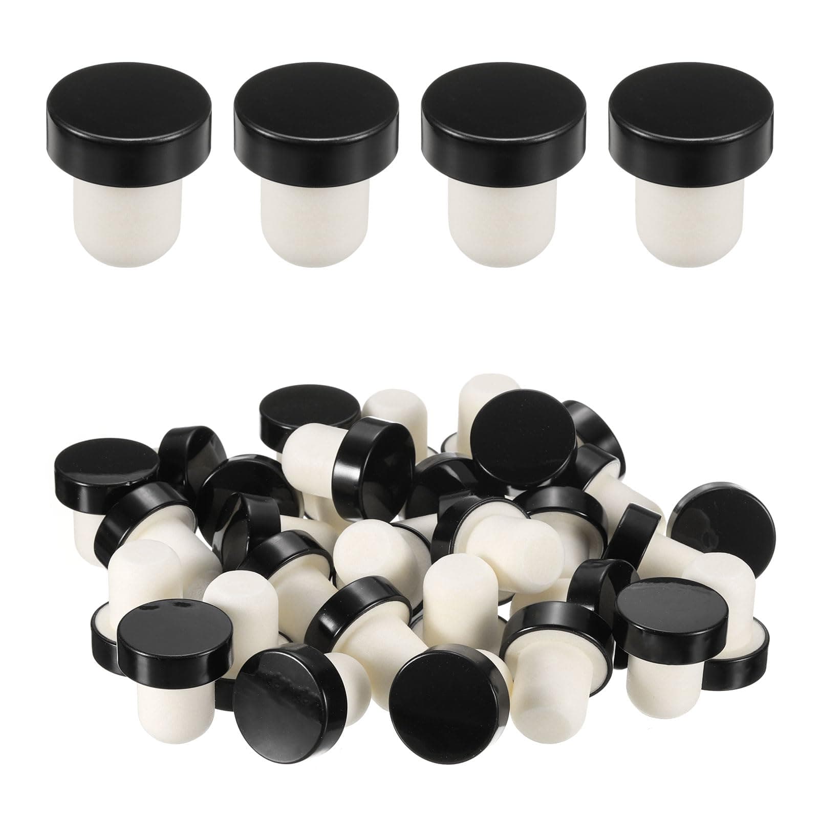 sourcing map 24 Pcs Wine Bottle Corks, T-Shaped Stopper Cork, Wine Stopper, Reusable Wine Bottle Corks Sealing Plug Bottle for Homemade Wine Beer Bottles,Black