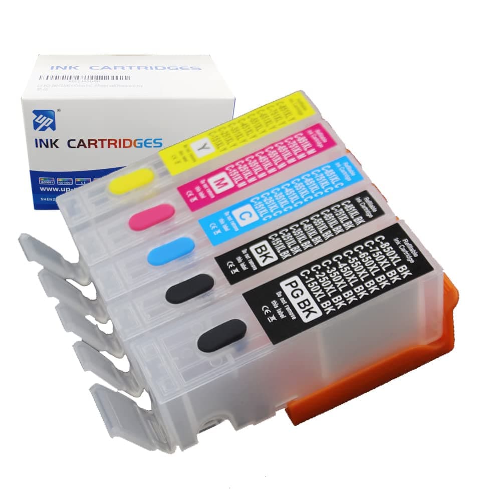UPink 5 Colors PGI-250 CLI-251 Empty refillable Ink Cartridge Compatible for Canon MG5420 IP7220 MX722 MX922 MG5520 MG6420 MG5620 MG6620 MG5522 iX6820 ip8720 MG7120 MG7520 MG6320 Printer