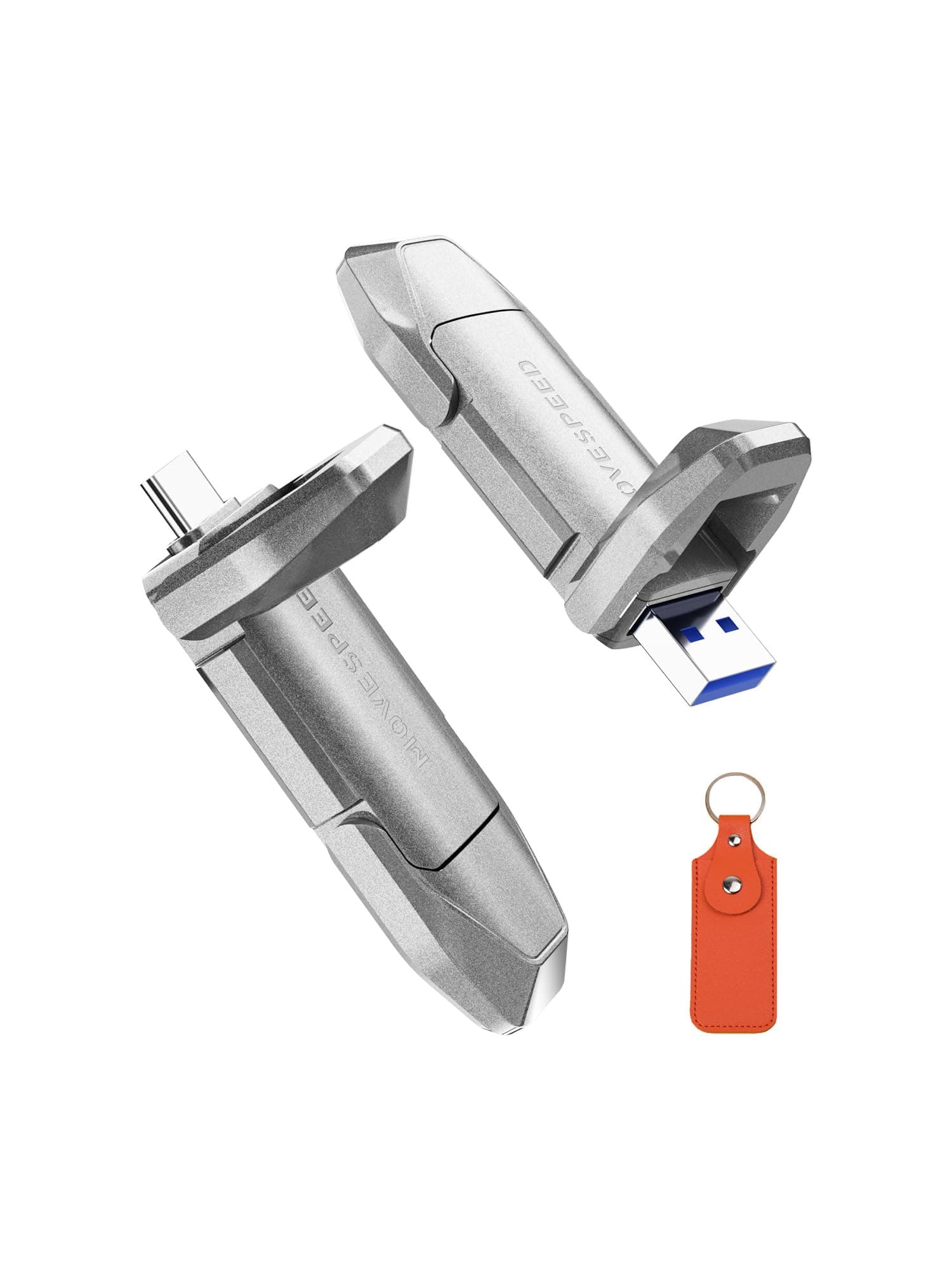 MOVE SPEED 4TB USB C Flash Drive, 1088MB/s Read Speed, Dual Interface USB 3.2 Gen2+Type C SSD Drive with Keychain Leather Case Thumb Drive for iPhone 15 Series/MacBook/Android Phone etc