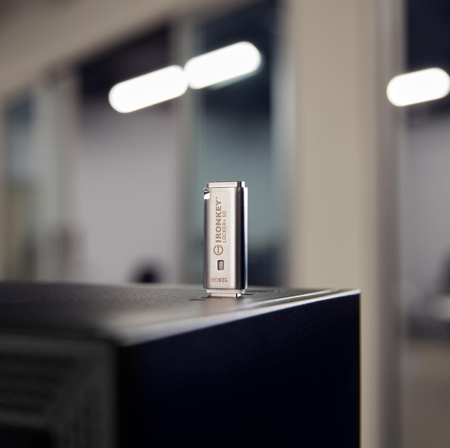 Kingston Ironkey Locker+ 50 128GB Encrypted USB Flash Drive | USB 3.2 Gen 1 | XTS-AES Protection | Multi-Password Security Options | Automatic Cloud Backup | Metal Casing | IKLP50/128GB