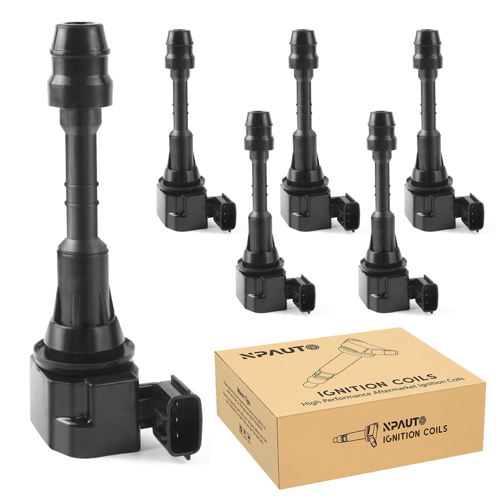 NPAUTO Ignition Coils Compatible with 2002-2008 Nissan Maxima Pathfinder Altima Frontier Murano Quest Xterra 02-04 Infiniti I35 QX4 V6 3.5L 4.0L, UF349 C1406, Pack of 6